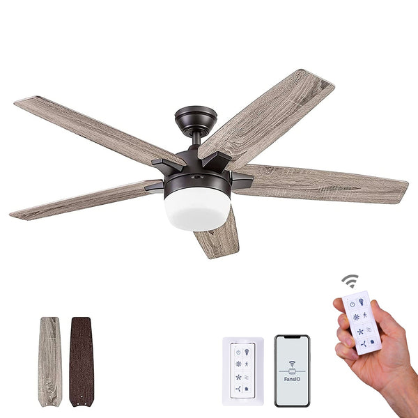 Prominence Home Ventilador de Techo Smart de 52" con Luz y 5 Aspas Reversibles con Control Remoto, Modelo Dorsey - Ventiladores.com