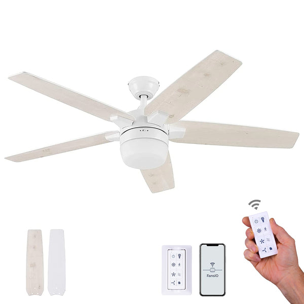 Prominence Home Ventilador de Techo Smart de 52" con Luz y 5 Aspas Reversibles con Control Remoto, Modelo Dorsey - Ventiladores.com