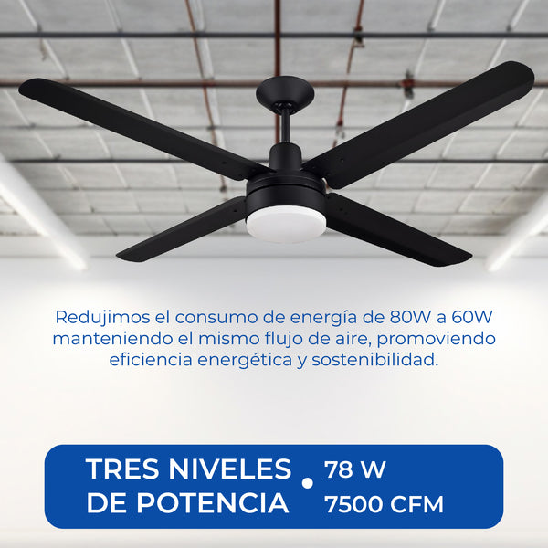 NarvikAir Ventilador de Techo Industrial con Luz CCT de 56", Modelo NA-CL56M