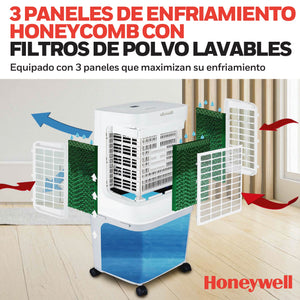 Tres paneles de enfriamiento Honeycomb con tratamiento antibacterial del CL42HE que maximizan la evaporación del agua y filtran el aire para mayor frescura y limpieza