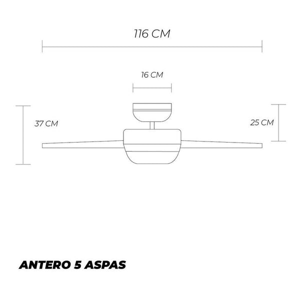 Coolfan Ventilador de Techo de 46" con 5 Aspas Reversibles y Control de Cadena, Modelo Antero - Ventiladores.com