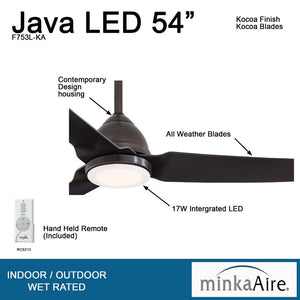 MinkaAire Ventilador de Techo con Luz LED Exterior 54", Modelo Java