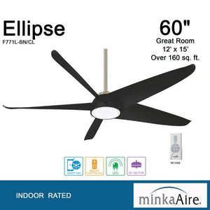 MinkaAire Ventilador de Techo con Luz 60", Modelo Ellipse