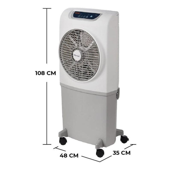 Especificaciones técnicas enfriador Mytek 3204: 80W, 650 CFM, 127V, 490x450x1060mm, 16 kg