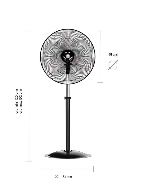 Mytek Ventilador de Pedestal Industrial de 24 Pulgadas, Metálico Oscilación 90° - Ventiladores.com