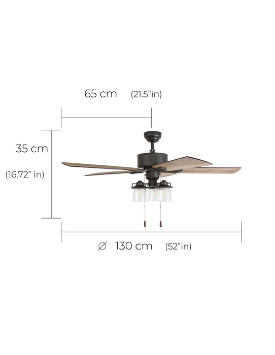 Prominence Home Ventilador de Techo Smart con Luz de 52", Modelo River Run