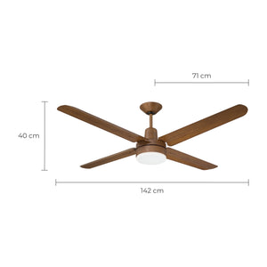 NarvikAir NA3023 Ventilador de Techo Con Luz de 56" Aspas de Aluminio con Acabado de Madera