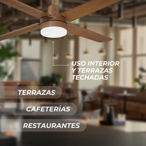 NarvikAir NA3023 Ventilador de Techo Con Luz de 56" Aspas de Aluminio con Acabado de Madera