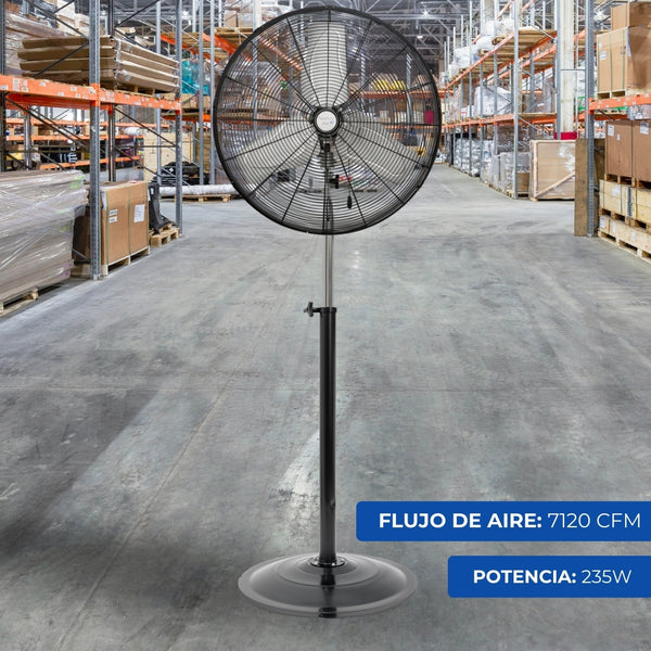 Close-up del motor de cobre de alto torque del ventilador industrial NarvikAir NA1024, diseñado para operación continua en entornos exigentes