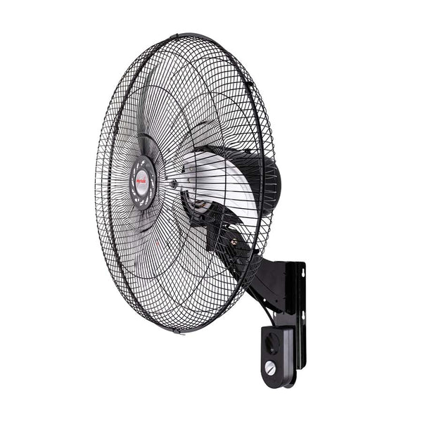 Vista lateral del ventilador de pared Mytek 3420, estructura metálica resistente y duradera