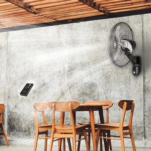 Super ventilador de pared Mytek 3420 instalado en espacio comercial amplio, flujo de aire 4092 CFM
