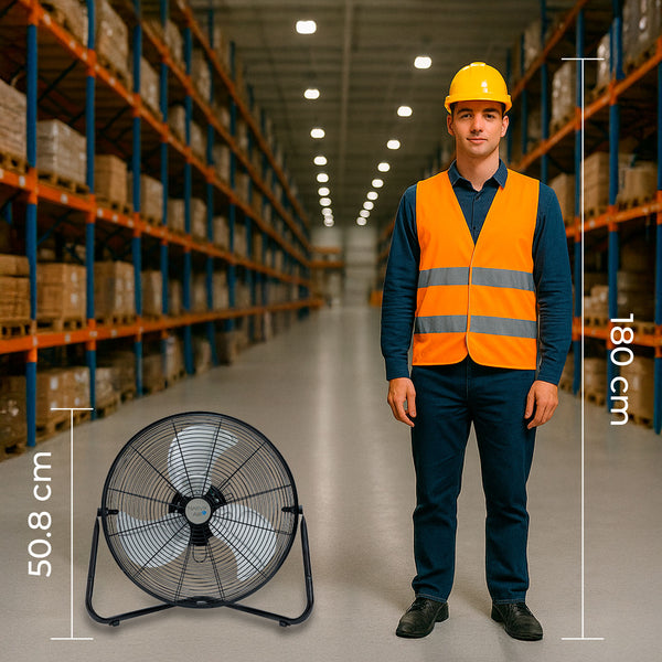 NarvikAir 20" Industrial: Potencia 2 en 1 para Entornos Exigentes imagen del producto escala con relacion a una persona de 180 m