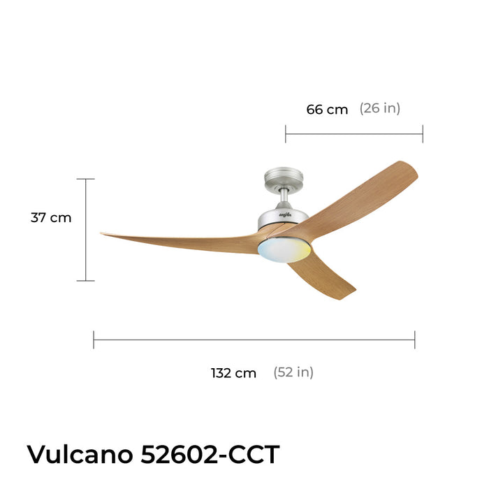 Coolfan Ventilador de Techo de 52'' con Luz LED y 3 Aspas con Control Remoto, Modelo Vulcano 52602-CCT