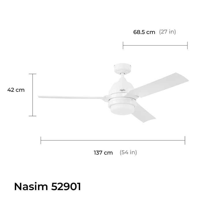 Coolfan Ventilador de Techo de 54'' con Luz LED y 3 Aspas Plásticas con Control Remoto, Modelo Nasim 52901