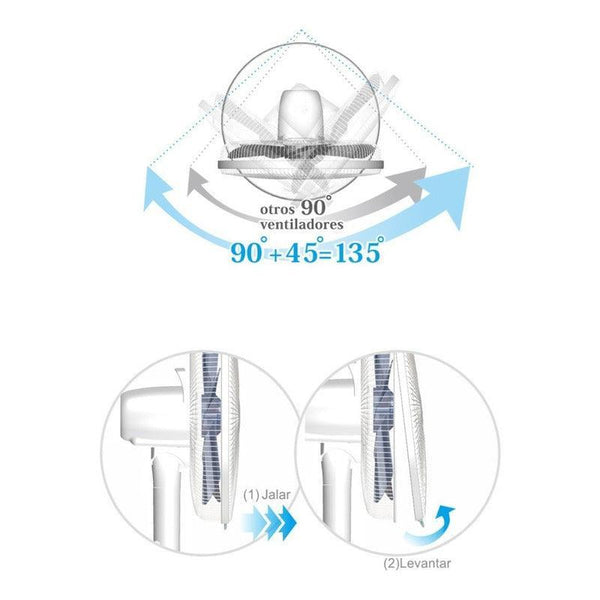 Rejilla frontal de fácil montaje y aspas aerodinámicas del ventilador Mytek para flujo de aire eficiente de 4,299 CFM con seguridad.