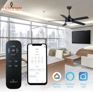 Logos de Alexa y Google Home indicando compatibilidad con kit Tishman