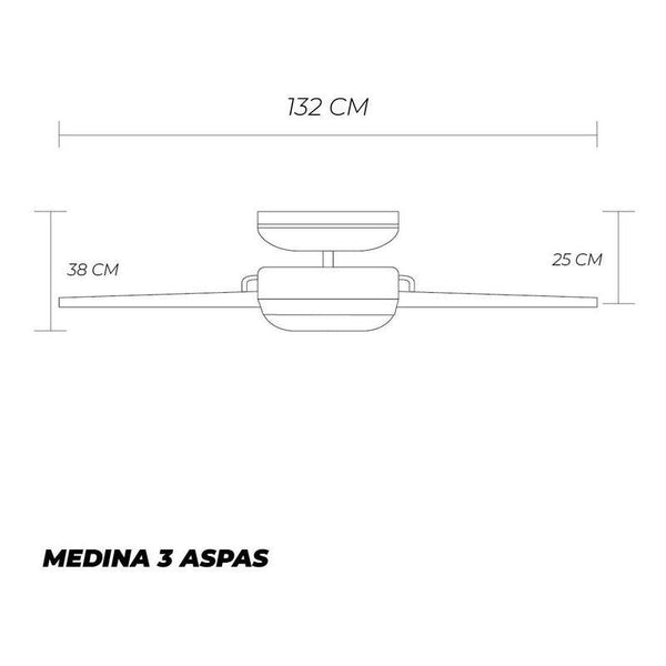 Coolfan Ventilador de Techo con Luz de 52'' con 3 Aspas Reversibles y Control de Cadena, Modelo Medina 43402 - LuzDeco