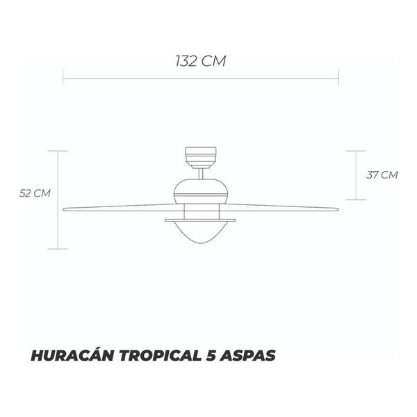 Coolfan Ventilador de Techo con Luz de 52'' con 5 Aspas y Control de Cadena, Modelo Huracán Tropical 66406 - LuzDeco