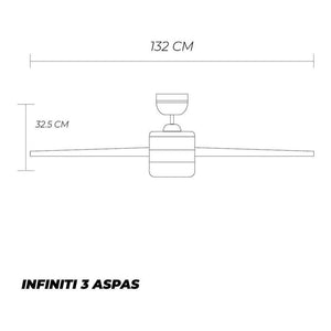 Coolfan Ventilador de Techo con Luz LED de 52'' con 3 Aspas y Control de Cadena, Modelo Infiniti 48301 - LuzDeco