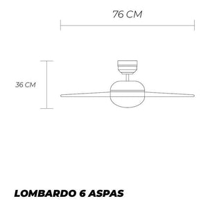 Coolfan Ventilador de Techo de 30'' con 6 Aspas y Control de Cadena, Modelo Lombardo 48501 - LuzDeco