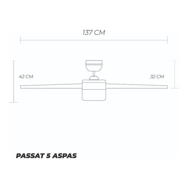 Coolfan Ventilador de Techo de 5 Aspas Reversibles de 54'' con Control Remoto, Modelo Passat 51202 - LuzDeco