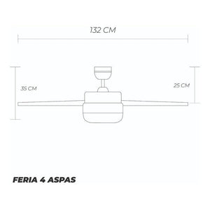 Coolfan Ventilador de Techo de 50'' con Luz y 4 Aspas Reversibles con Control Remoto para Interior y Exterior Techado, Modelo Feria 51102 - LuzDeco