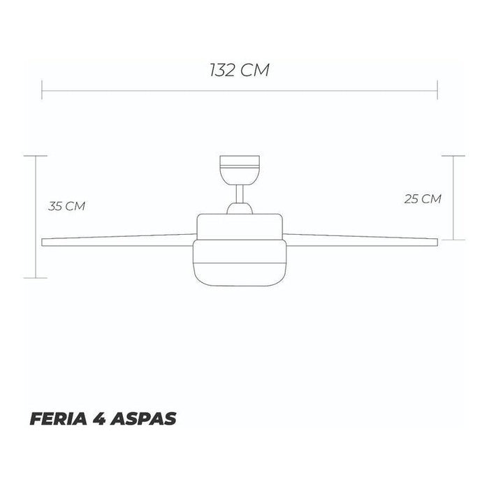 Coolfan Ventilador de Techo de 50'' con Luz y 4 Aspas Reversibles con Control Remoto para Interior y Exterior Techado, Modelo Feria 51102 - LuzDeco