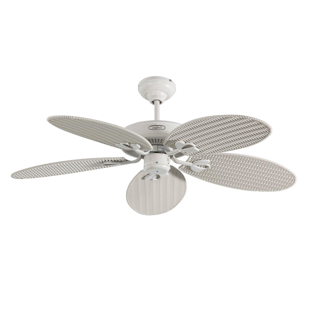 Coolfan Ventilador de Techo de 52" con 5 Aspas Plásticas Estilo Rattán con Control de Cadena para Exterior, Modelo Huracán Tropical 66406 - LuzDeco