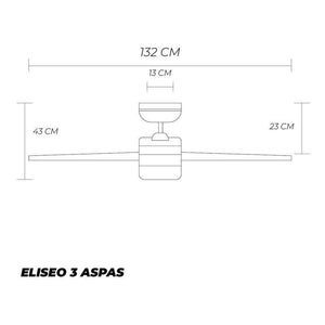 Coolfan Ventilador de Techo de 52'' con Luz LED y 3 Aspas Reversibles con Control de Cadena, Modelo Eliseo 48201 - LuzDeco