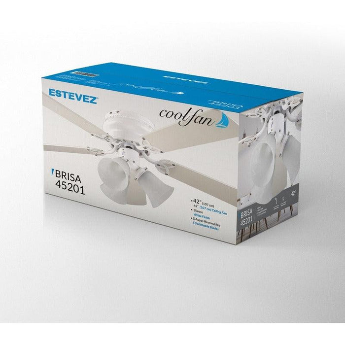 Coolfan Ventilador de Techo de Madera de 42'' con Luz y 5 Aspas Reversibles con Control de Cadena, Modelo Brisa 45201 - LuzDeco