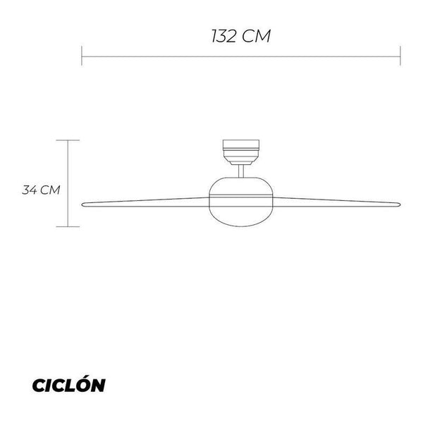 Coolfan Ventilador de Techo de Madera de 52'' con Luz LED y 4 Aspas Reversibles con Control de Cadena, Modelo Ciclón LED 51301 - LuzDeco