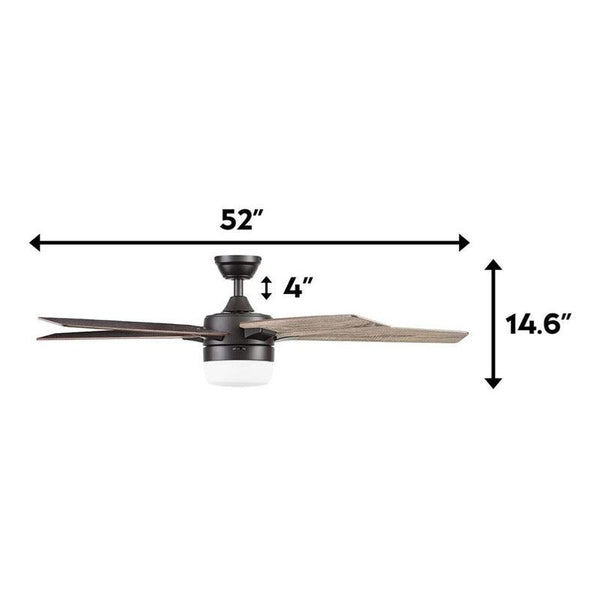 Coolfan Ventilador de Techo de Madera de 52'' con Luz LED y 5 Aspas Reversibles con Control Remoto, Modelo Dorsey 51647-99 - LuzDeco