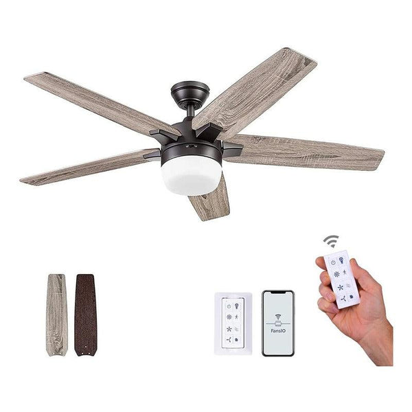 Coolfan Ventilador de Techo de Madera de 52'' con Luz LED y 5 Aspas Reversibles con Control Remoto, Modelo Dorsey 51647-99 - LuzDeco