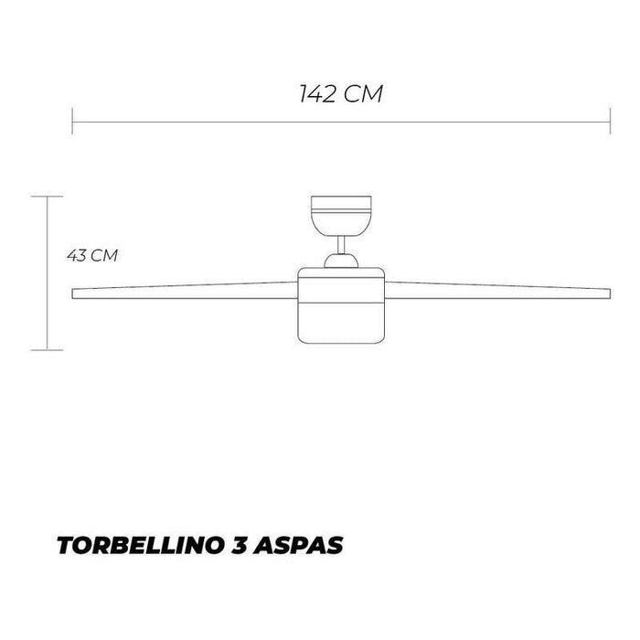 Coolfan Ventilador de Techo Industrial de 54'' con Luz, Control de Pared y 3 Aspas, Modelo Torbellino 33702 - LuzDeco