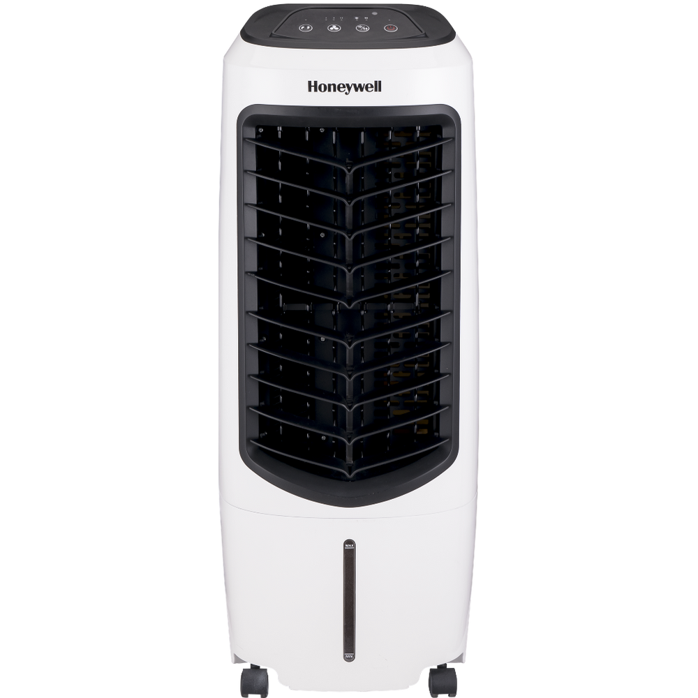 Enfriador de aire portátil TC10PE con ionizador, tanque 10L y diseño compacto tipo torre en blanco