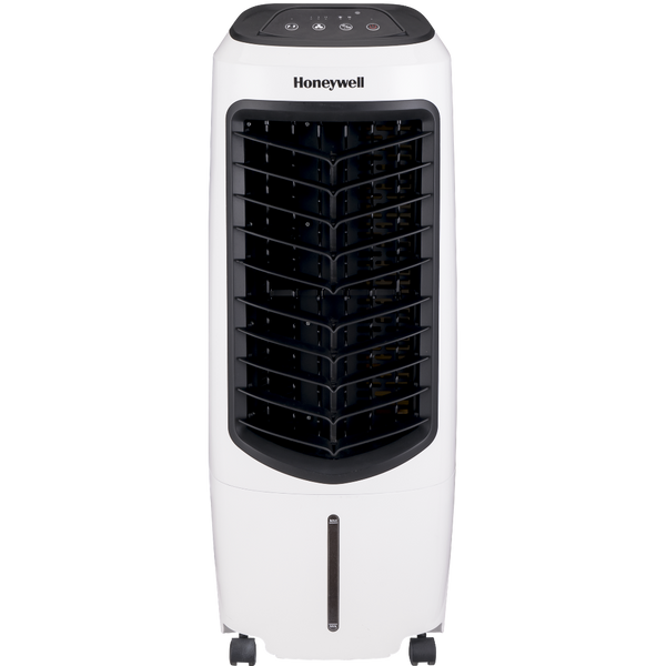 Enfriador de aire portátil TC10PE con ionizador, tanque 10L y diseño compacto tipo torre en blanco