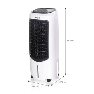 Vista lateral del enfriador TC10PE mostrando su formato vertical compacto de 752 mm de altura ideal para espacios pequeños