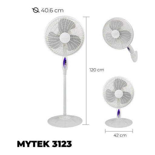 Mytek 3123 Ventilador de Pedestal, Pared y Piso de 16 Pulgadas - LuzDeco