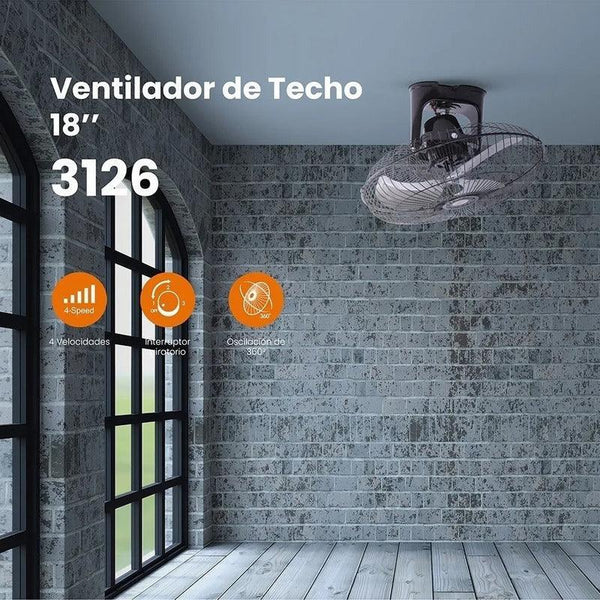 Mytek 3126 Ventilador de Pared y Techo de 18 Pulgadas Oscilación de 360° - LuzDeco