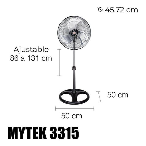 Mytek 3315 Ventilador 3 en 1 Pedestal, Pared y Piso de 18 Pulgadas Oscilación 90° - LuzDeco