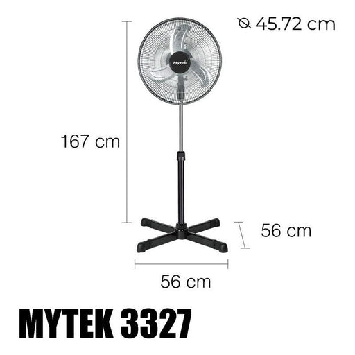 Mytek 3327 Ventilador de Pedestal Industral de 18 Pulgadas, Potente Oscilación 90° - LuzDeco