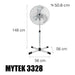 Mytek 3328 Ventilador de Pedestal Industral de 20 Pulgadas, Potente - LuzDeco