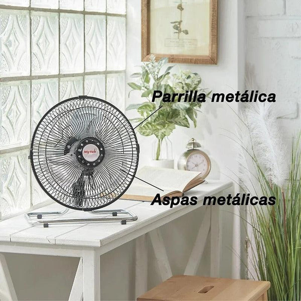 Mytek 3357 Ventilador de Pared y Mesa de 10 Pulgadas, Metálico Oscilación de 90° - LuzDeco