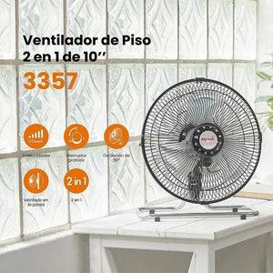 Mytek 3357 Ventilador de Pared y Mesa de 10 Pulgadas, Metálico Oscilación de 90° - LuzDeco