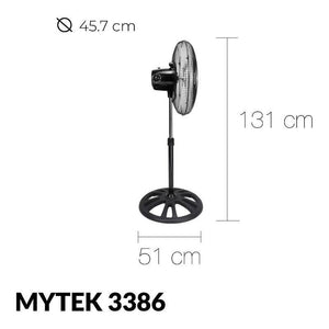 Mytek 3386 Ventilador de Pedestal y Piso Industrial de 18 Pulgadas Oscilación 90° - LuzDeco