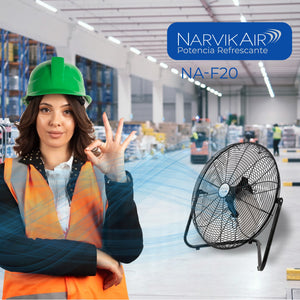 Narvik Ventilador Industrial 2 en 1: de Piso / Pared de 20" con 3 Aspas Metálicas - Ventiladores.com