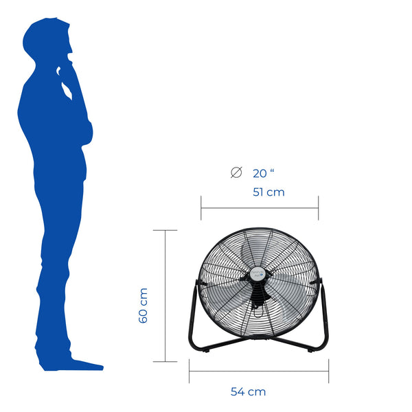 Narvik Ventilador Industrial 2 en 1: de Piso / Pared de 20" con 3 Aspas Metálicas - Ventiladores.com