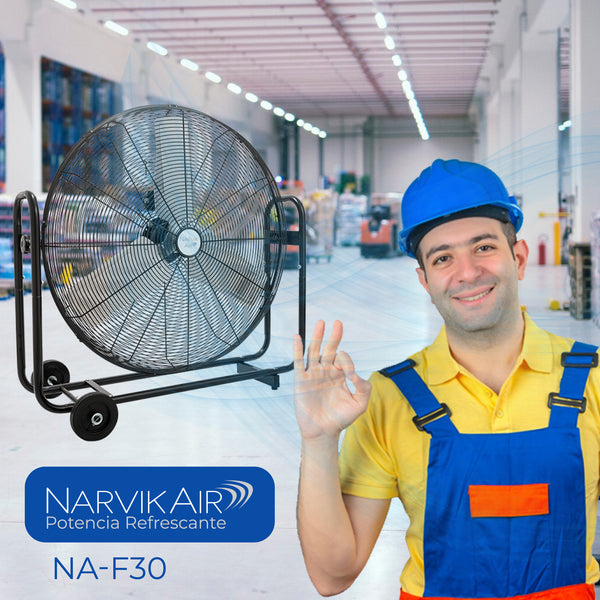 NarvikAir  Ventilador Industrial De Piso de 30" con Ruedas, Modelo NA-F30