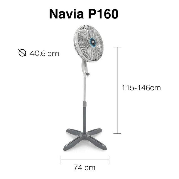 Navia P160 Ventilador de Pie 16 Pulgadas Color Blanco con 3 Aspas 127v - LuzDeco