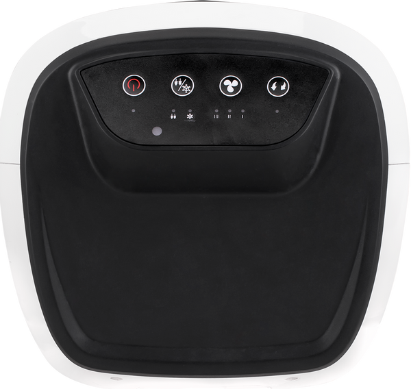 Panel de control intuitivo del TC10PE con botones para 3 velocidades, oscilación automática y modo ionizador